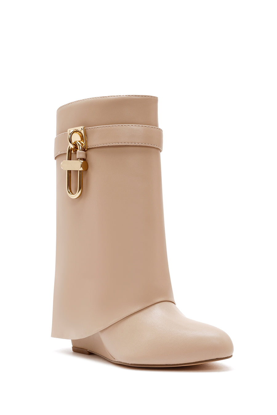 Women's Beige Wedge Heel Boots