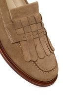 Woman Mink Tasselled Suede Leather Loafer | Derimod