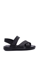 Men's Black Nubuck Leather Sandals | Derimod