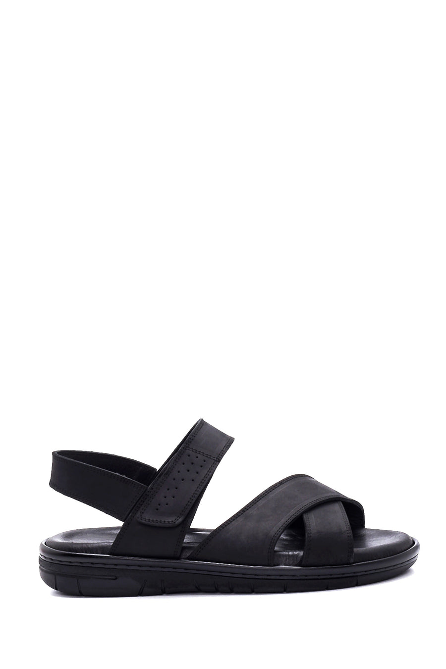 Men's Black Nubuck Leather Sandals 22SFD6387V3 | Derimod