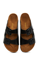 Men's Leather Double Buckle Slippers | Derimod