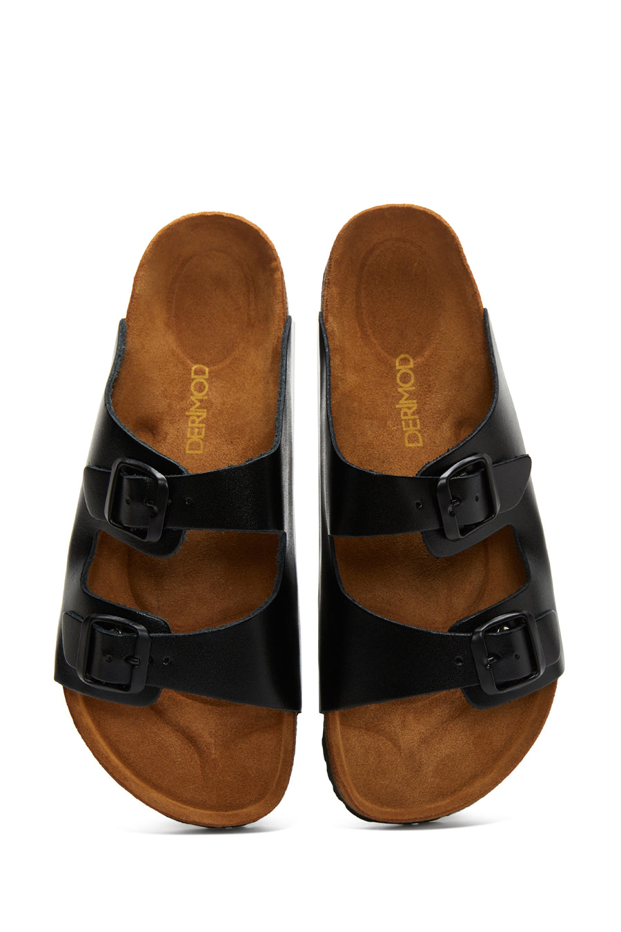 Men's Leather Double Buckle Slippers