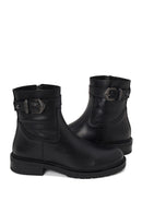 Woman Black Buckled Zip Closure Leather Casual Boots | Derimod