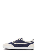 Woman Blue Lace-Up Jean Leather Sneaker | Derimod