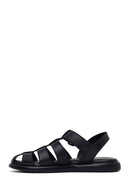 Woman Black Buckled Leather Sandals | Derimod