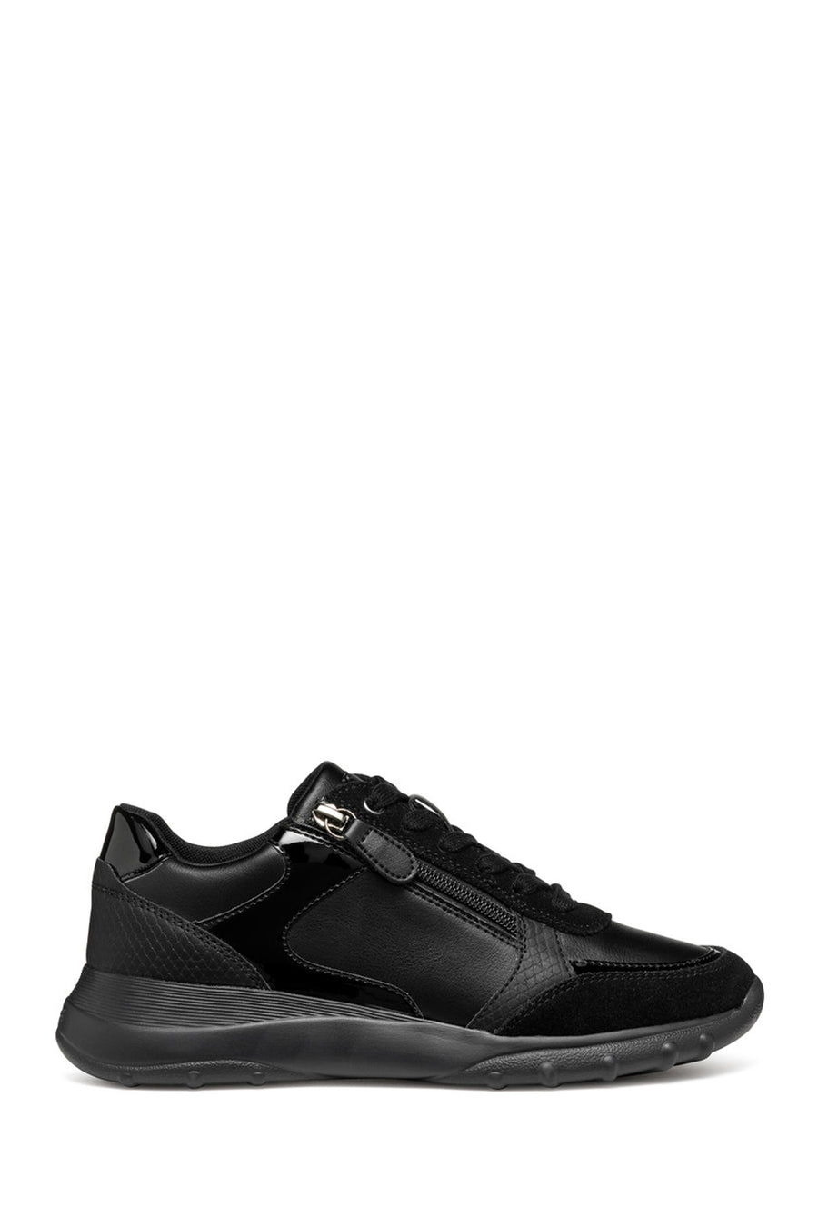 Geox Kadın Siyah Bağcıklı Kalın Tabanlı Deri Sneaker D36LPB05422C9997 | Derimod
