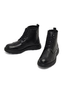 Men's Black Zippered Leather Boots | Derimod