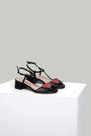 Watermelon Detailed Women's Heeled Leather Sandals | Derimod