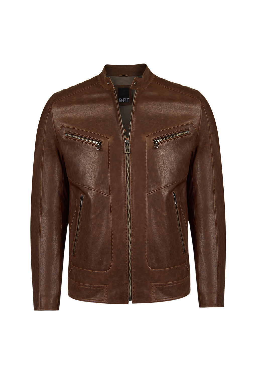 Luka Erkek Kahverengi Slim-Fit Deri Ceket