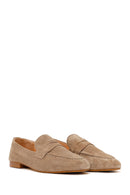 Kadın Bej Süet Deri Maskülen Loafer | Derimod