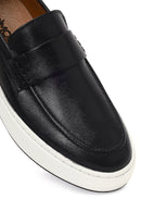 Male Black Thick-Soled Leather Loafer | Derimod