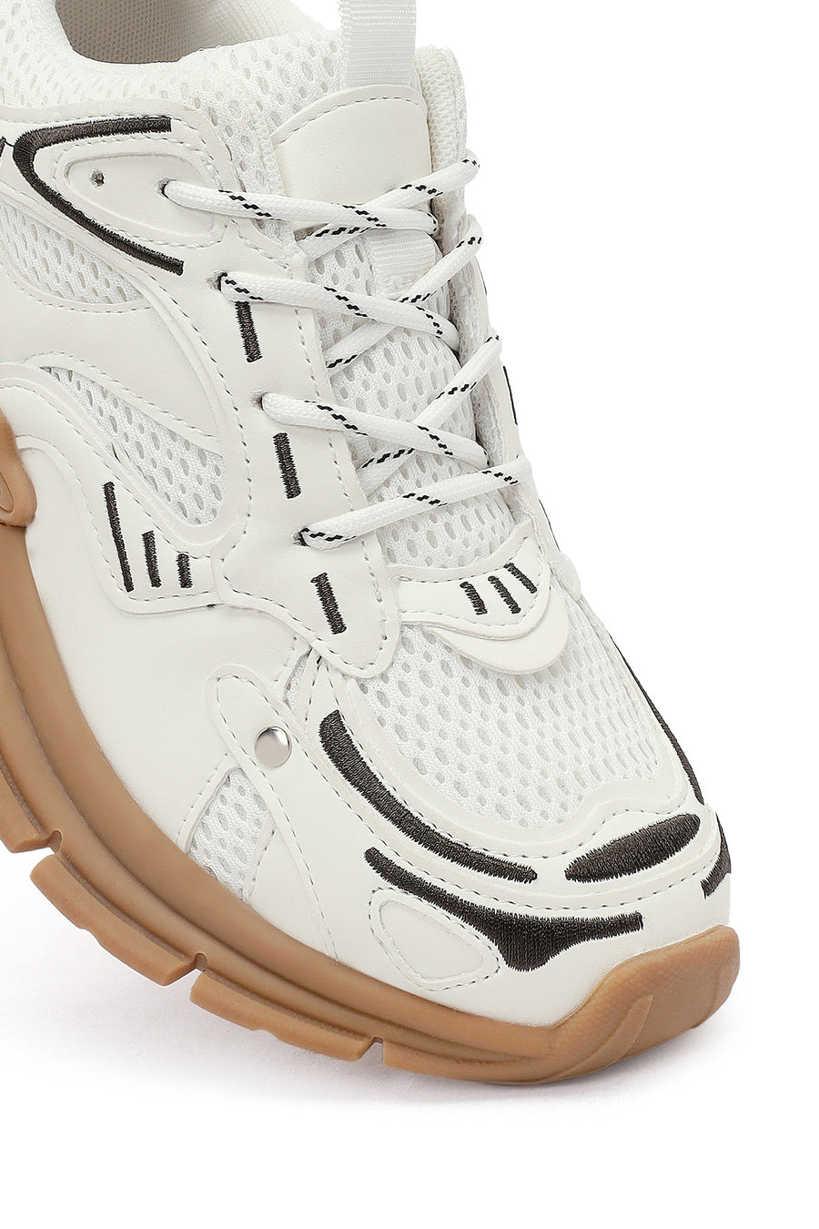 Kadın Beyaz Bağcıklı Kalın Tabanlı Sneaker