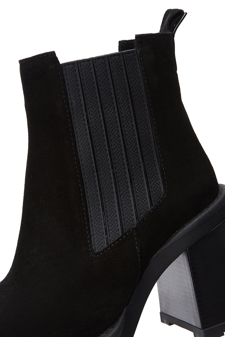 Women's Black Suede Leather Heeled Chelsea Boots