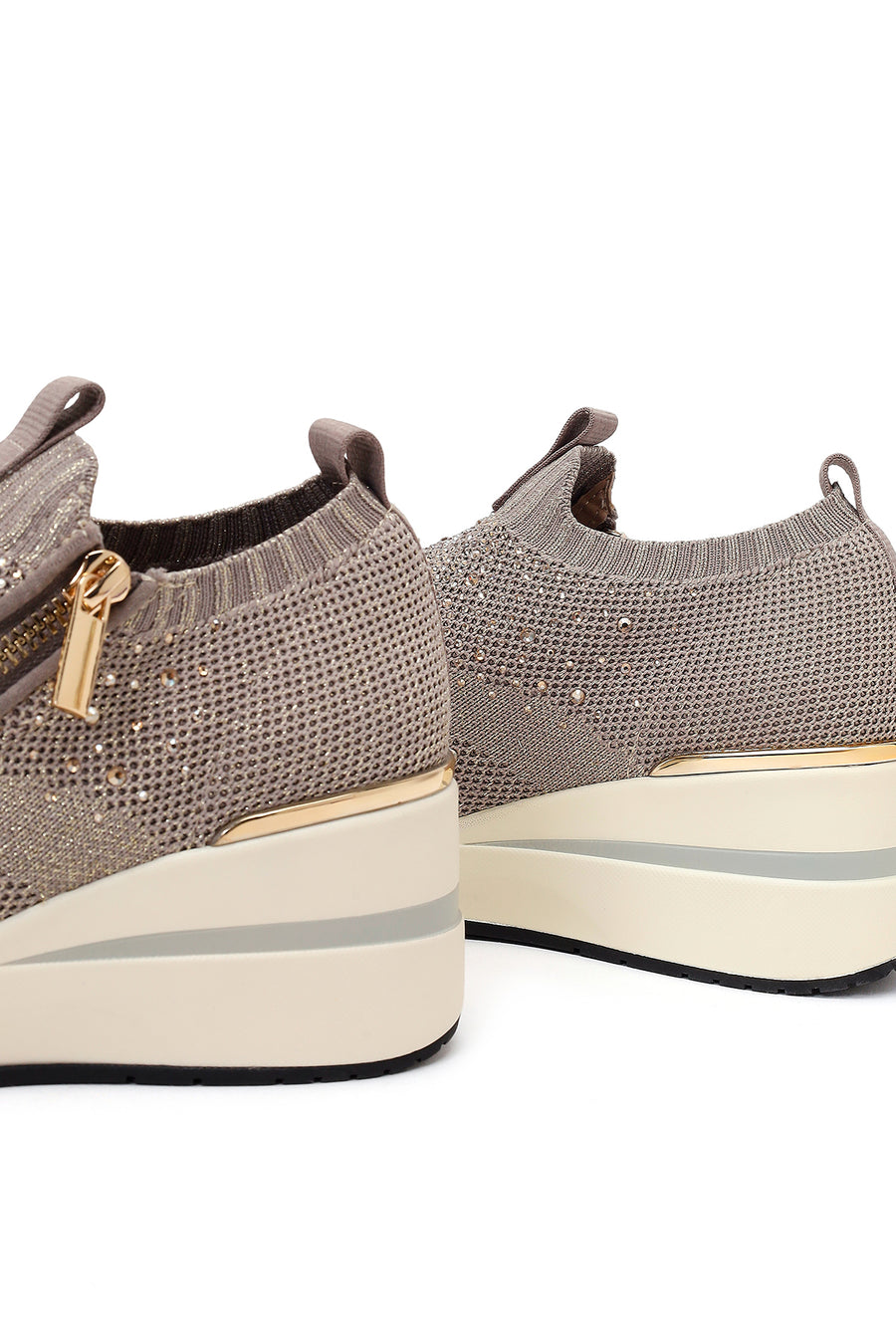 Derimod Zero Kadın Vizon Fermuarlı Dolgu Topuklu Kumaş Sneaker