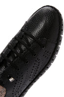 Woman Black Lace-up Patterned Leather Comfort Shoes | Derimod