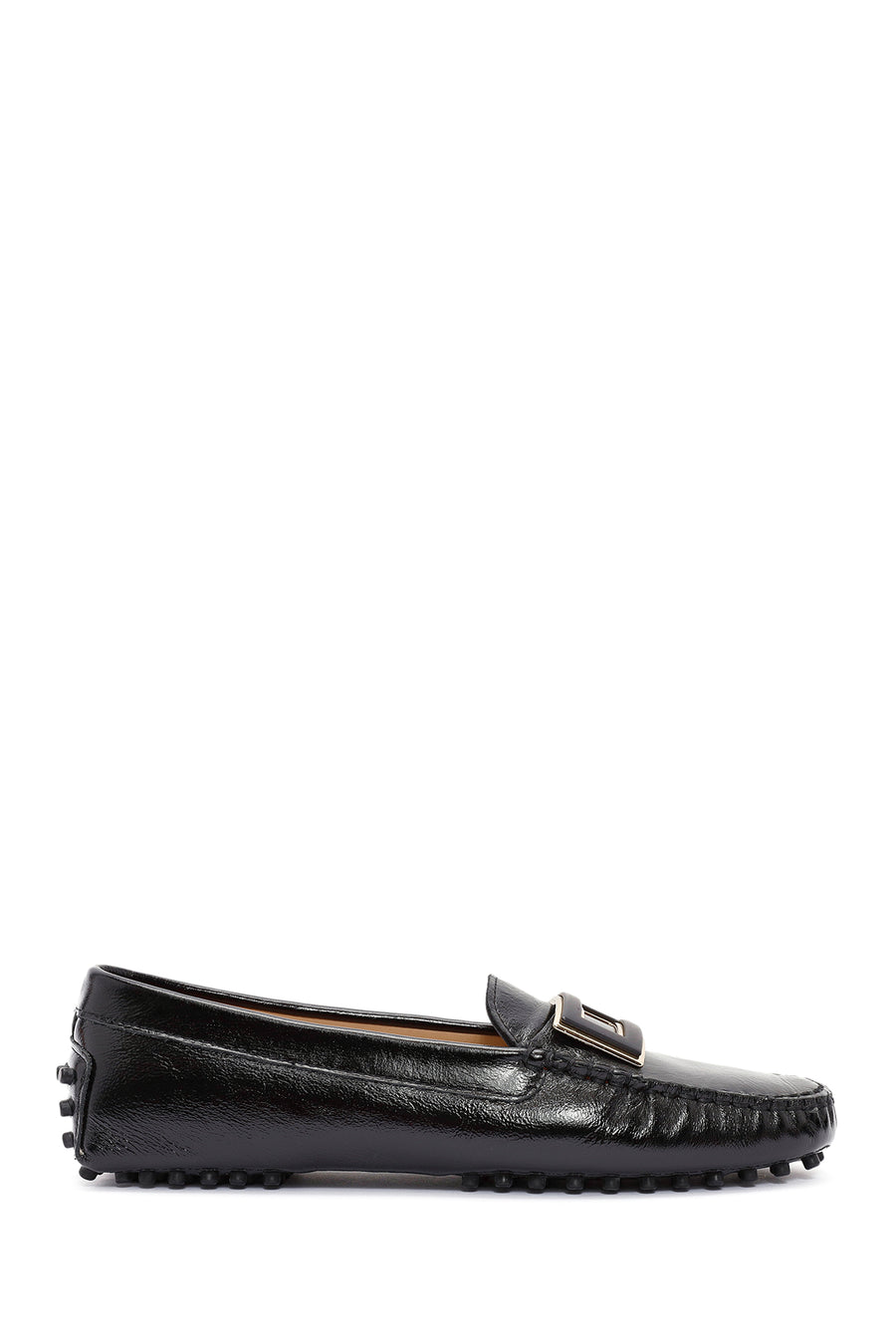 Woman Black Buckle-Detail Leather Loafer 24WFD290218 | Derimod