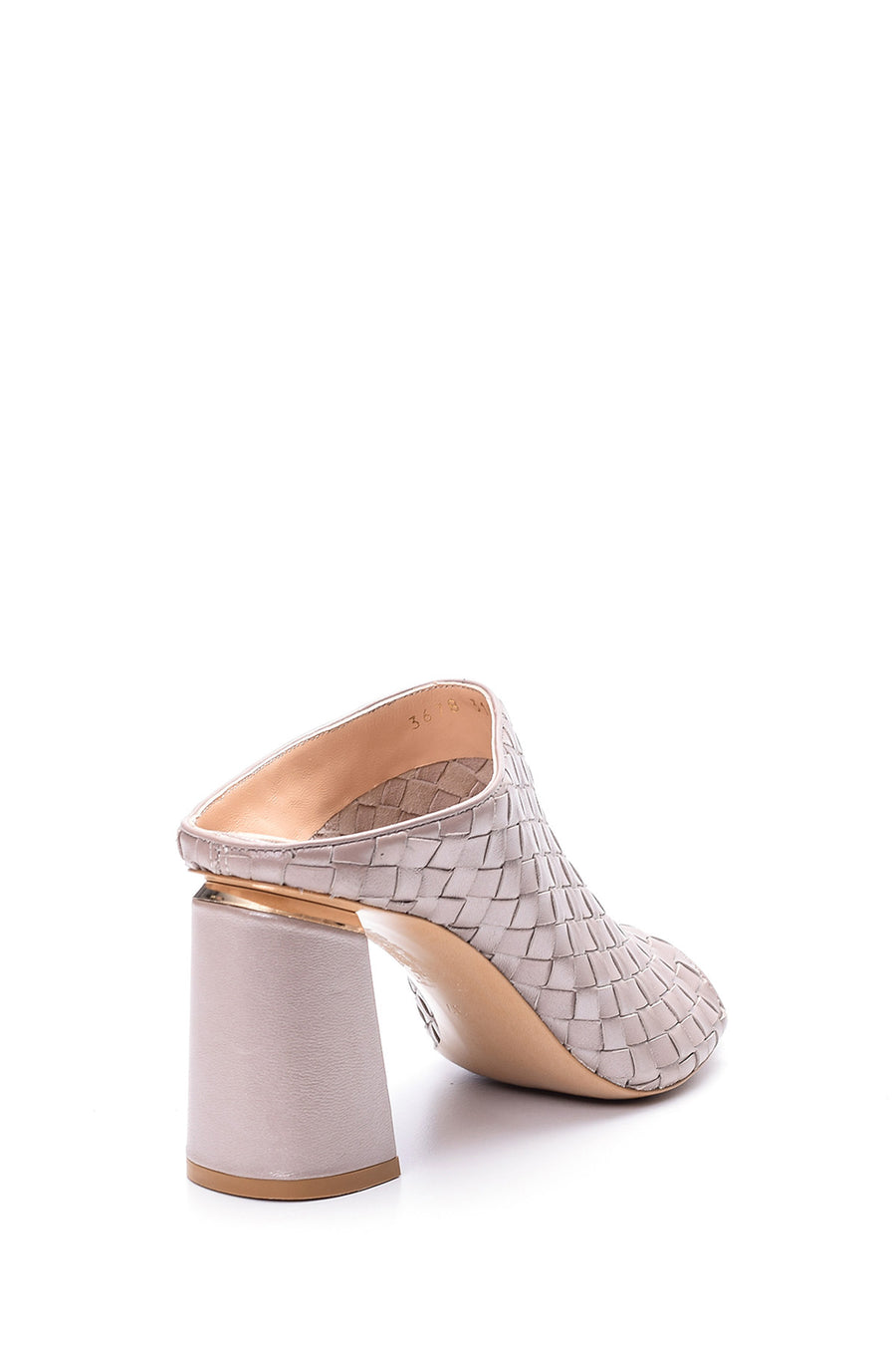 Women's Leather Heel Detailed Heeled Slippers