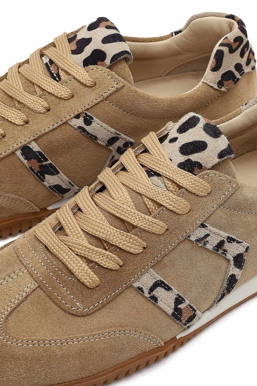 Kadın Bej Bağcıklı Süet Deri Sneaker