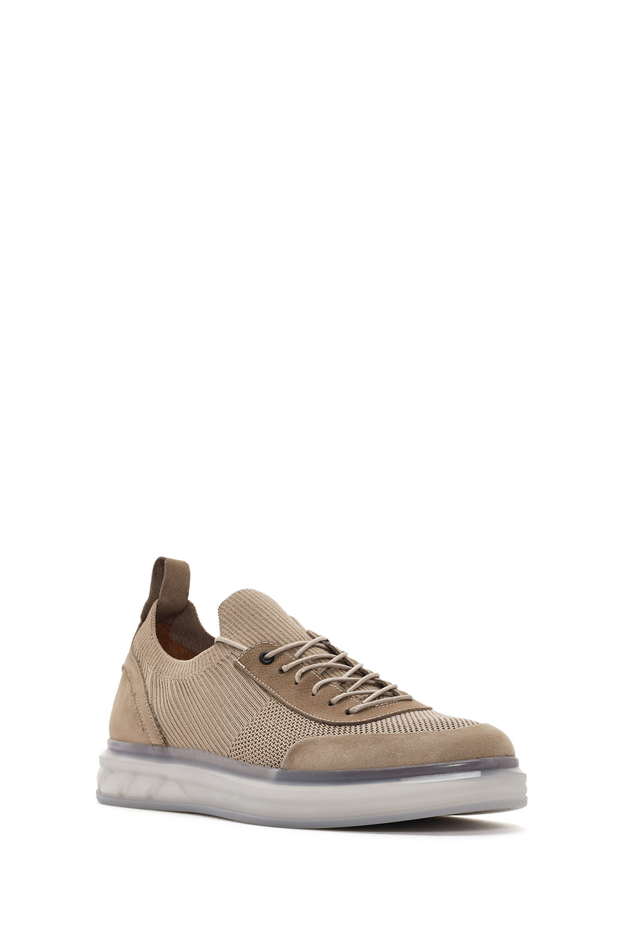 Erkek Vizon Kalın Tabanlı Bağcıklı Kumaş Sneaker