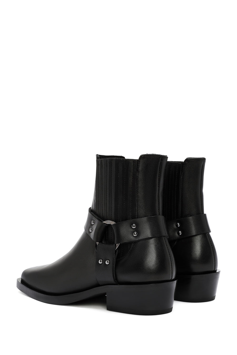 Women's Black Buckle Detailed Leather Cowboy Boots