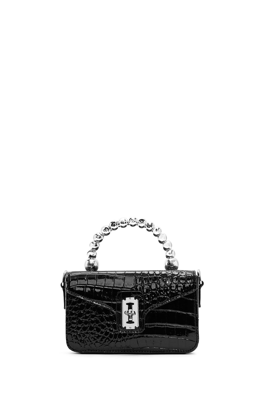 Women Black Long Strap Mini Classic Patent Crossbody Bag