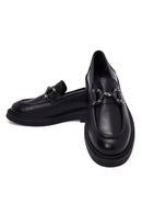 Kadın Siyah Tokalı Deri Maskülen Loafer | Derimod