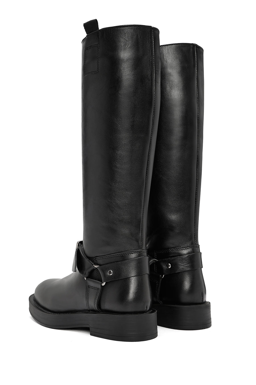 Women's Black Buckle Detailed Leather Boots
