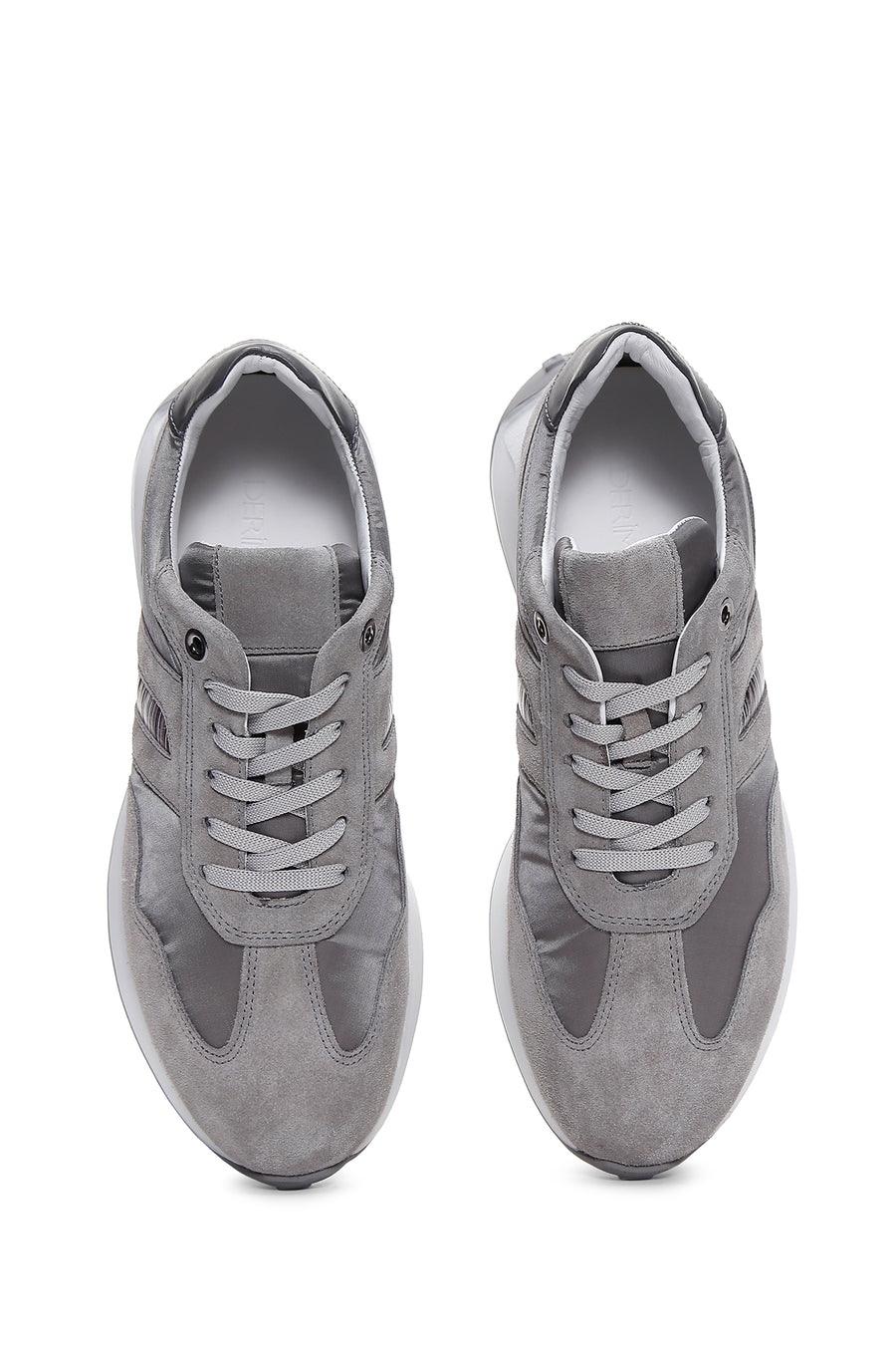 Erkek Gri Süet Deri Detaylı Sneaker