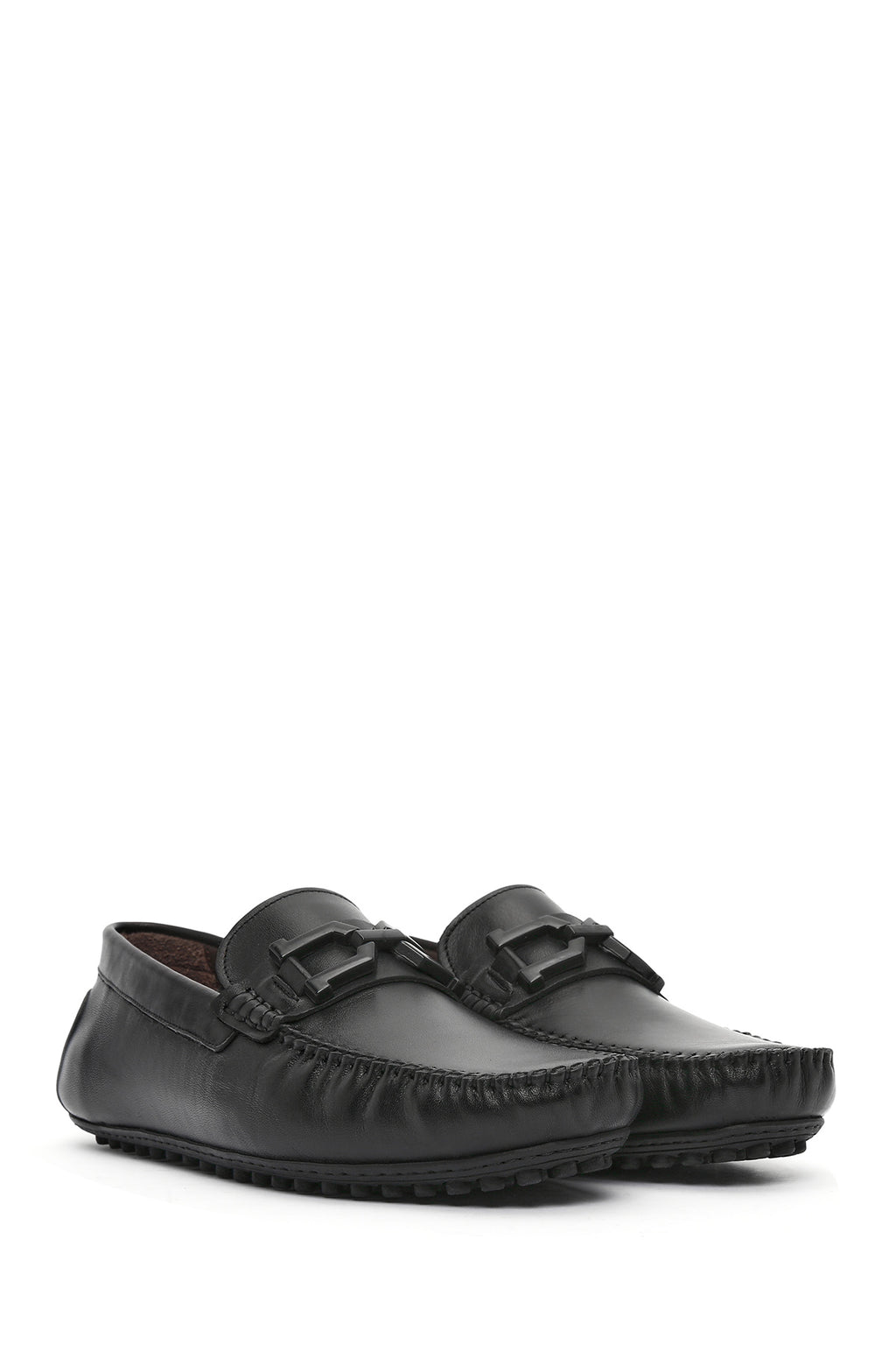 Erkek Siyah Tokalı Deri Loafer