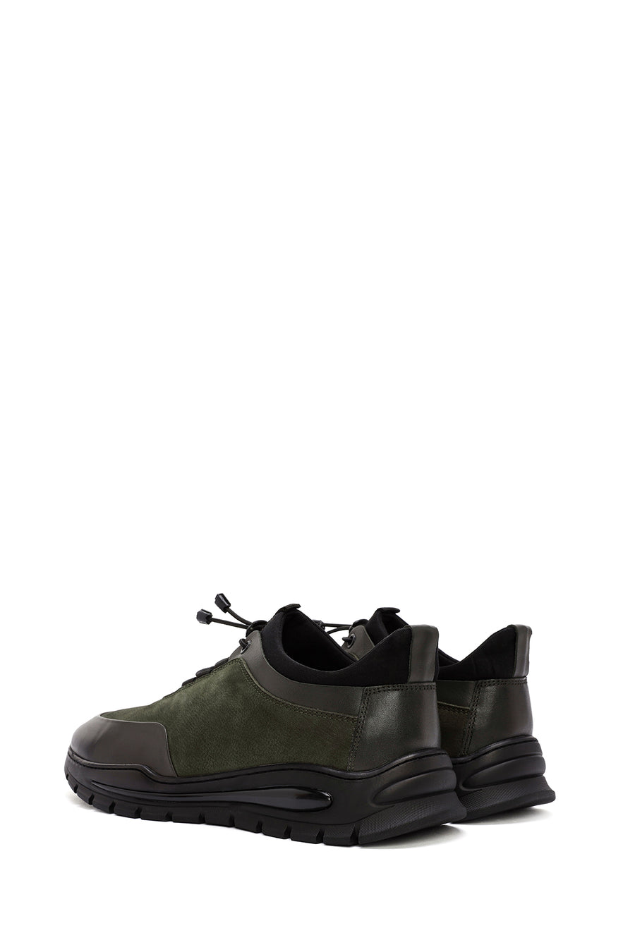 Men's Green Lace-Up Nubuck Leather Casual Sneaker