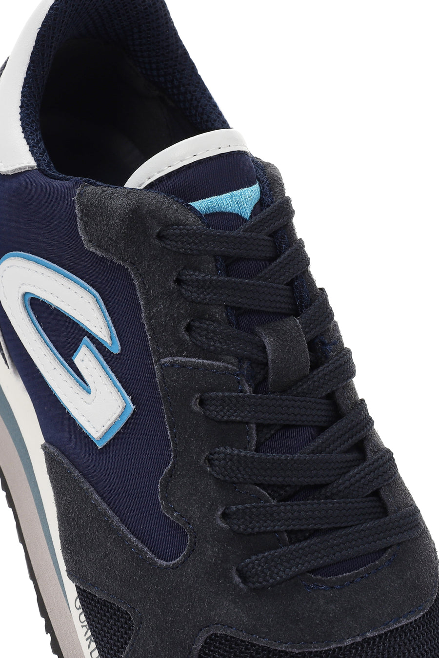 Alberto Guardiani Men's Navy Blue Wen Thick Sole Lace-Up Suede Leather Sneaker