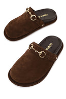 Woman Brown Suede Mule Slipper | Derimod