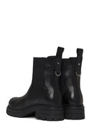 Woman Black Thick-Soled Leather Chelsea Boots | Derimod