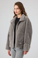 Luzern Women's Gray Reversible Teddy Coat | Derimod