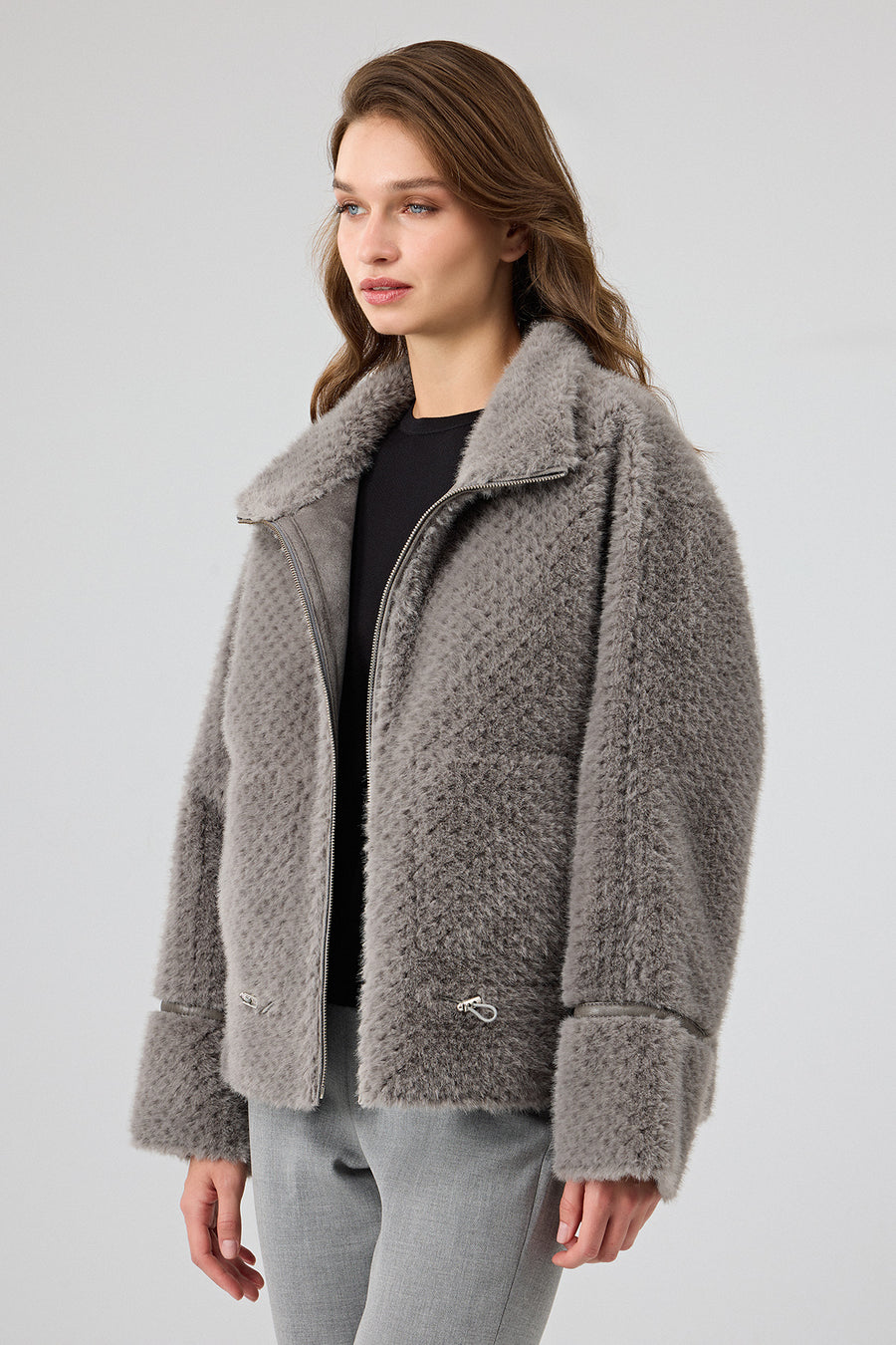 Luzern Women's Gray Reversible Teddy Coat