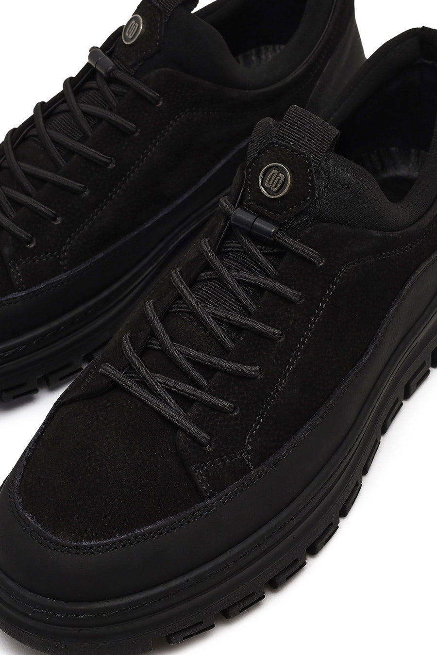 Erkek Siyah Bağcıklı Nubuk Deri Sneaker