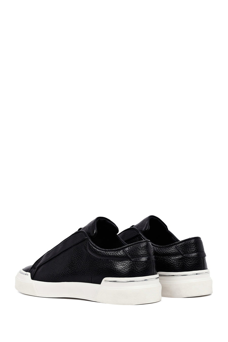 Erkek Siyah Bağcıklı Deri Sneaker