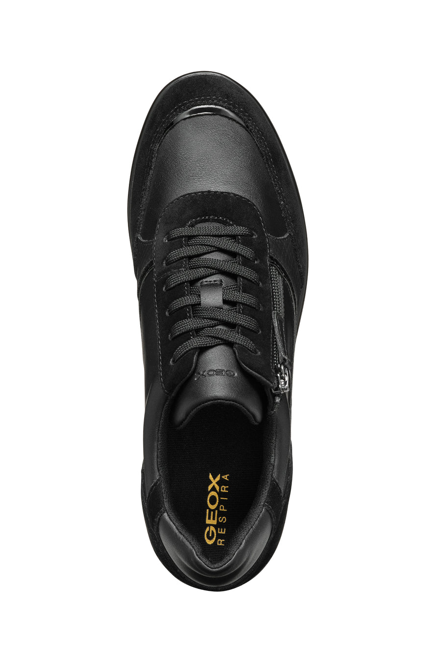 Geox Women's Black Lace-Up Wedge Heeled Sneakers