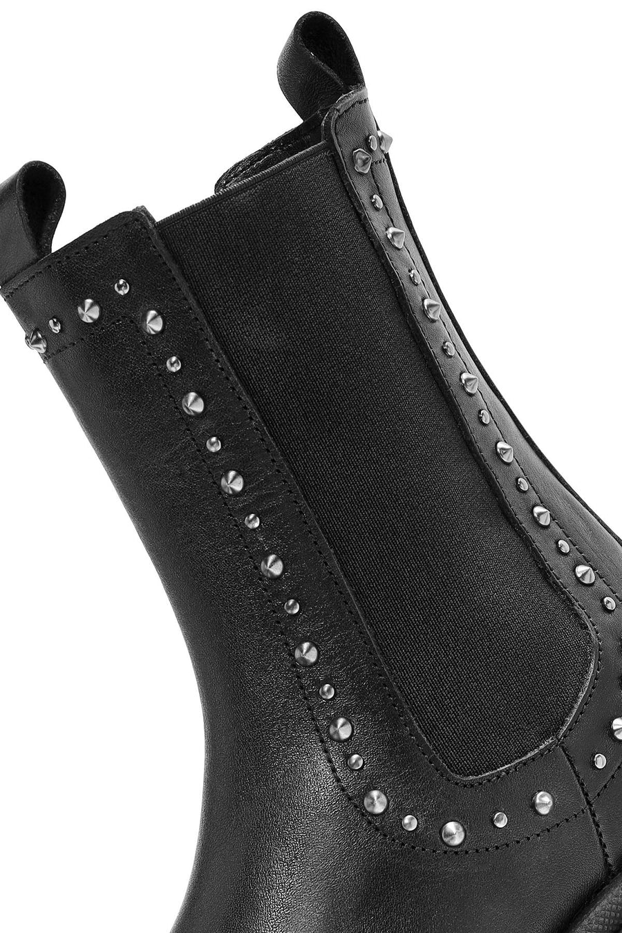 Women's Black Stone Detailed Leather Chelsea Boots