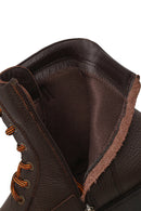 Harley Davidson Male Brown Sirico Zip Closure Printed Leather Combat Boots | Derimod