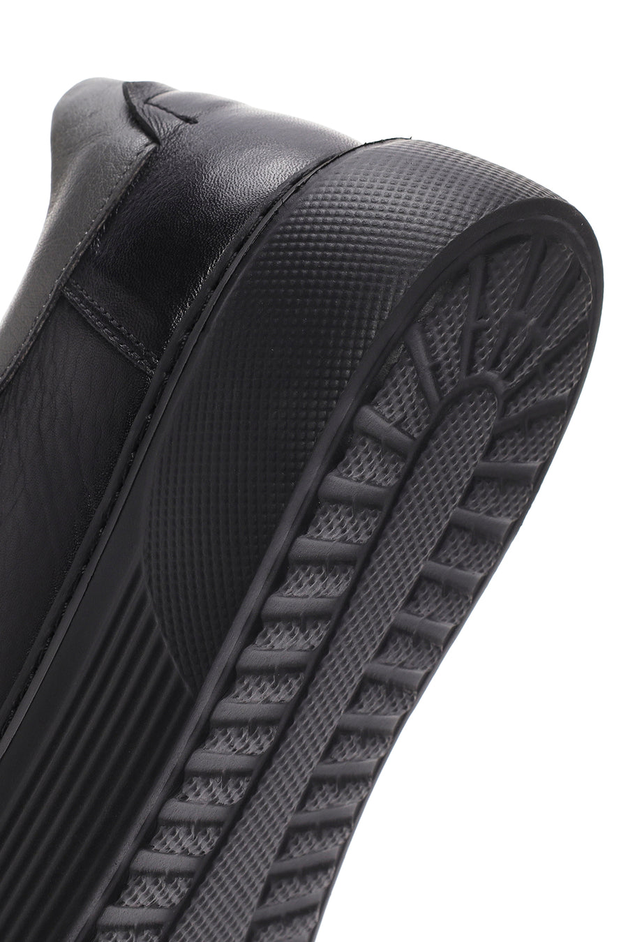 Erkek Siyah Bağcıklı Deri Sneaker