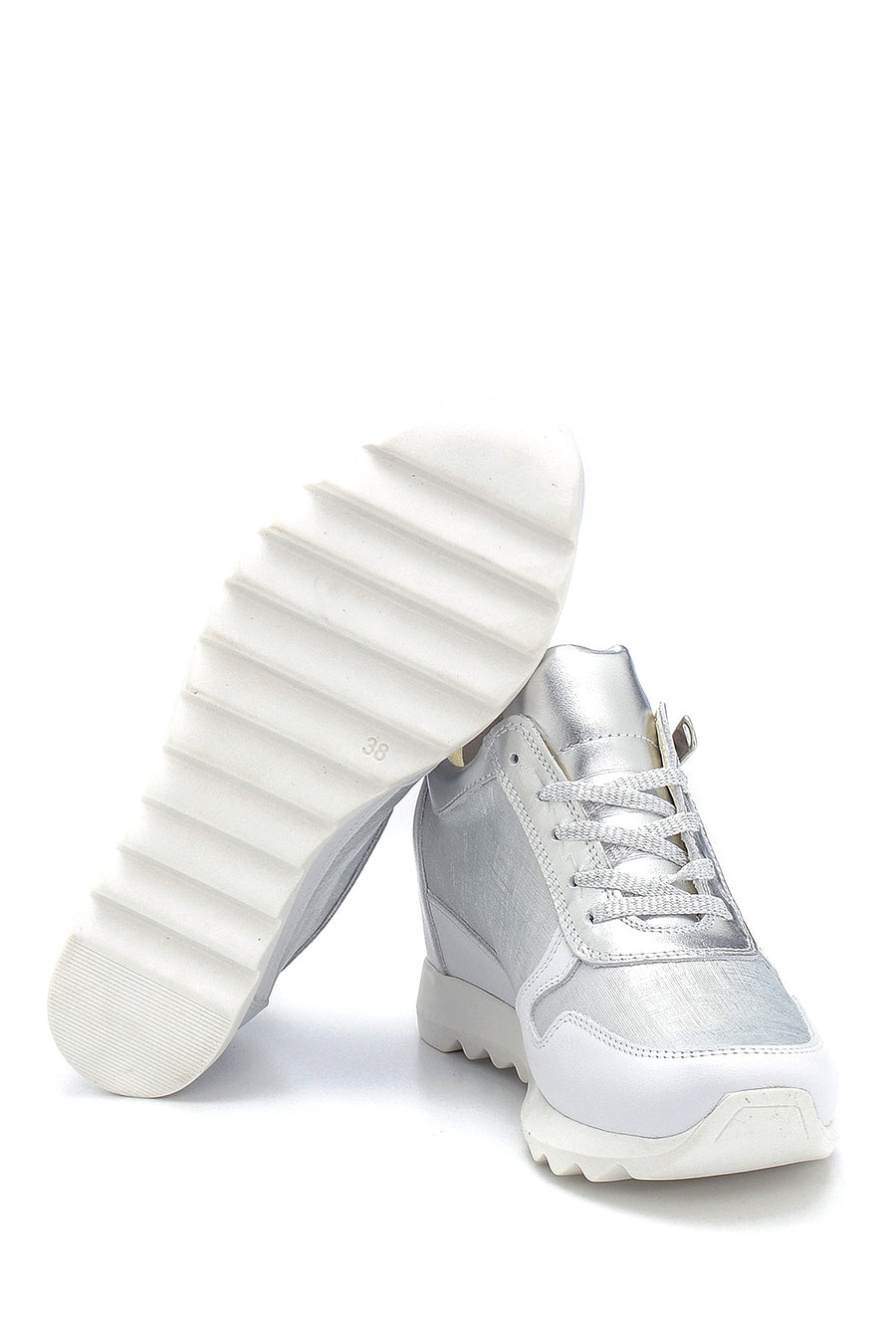 Kadın Deri Fermuar Detaylı Sneaker