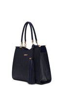 Woman Navy Long-Strap Printed Classic Shoulder Bag | Derimod