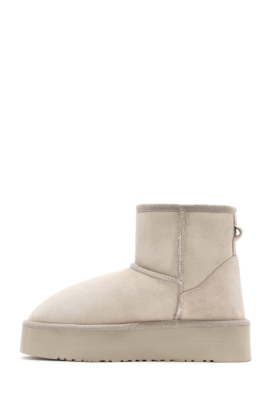 Women's Beige Thick-Soled Suede Leather Boots