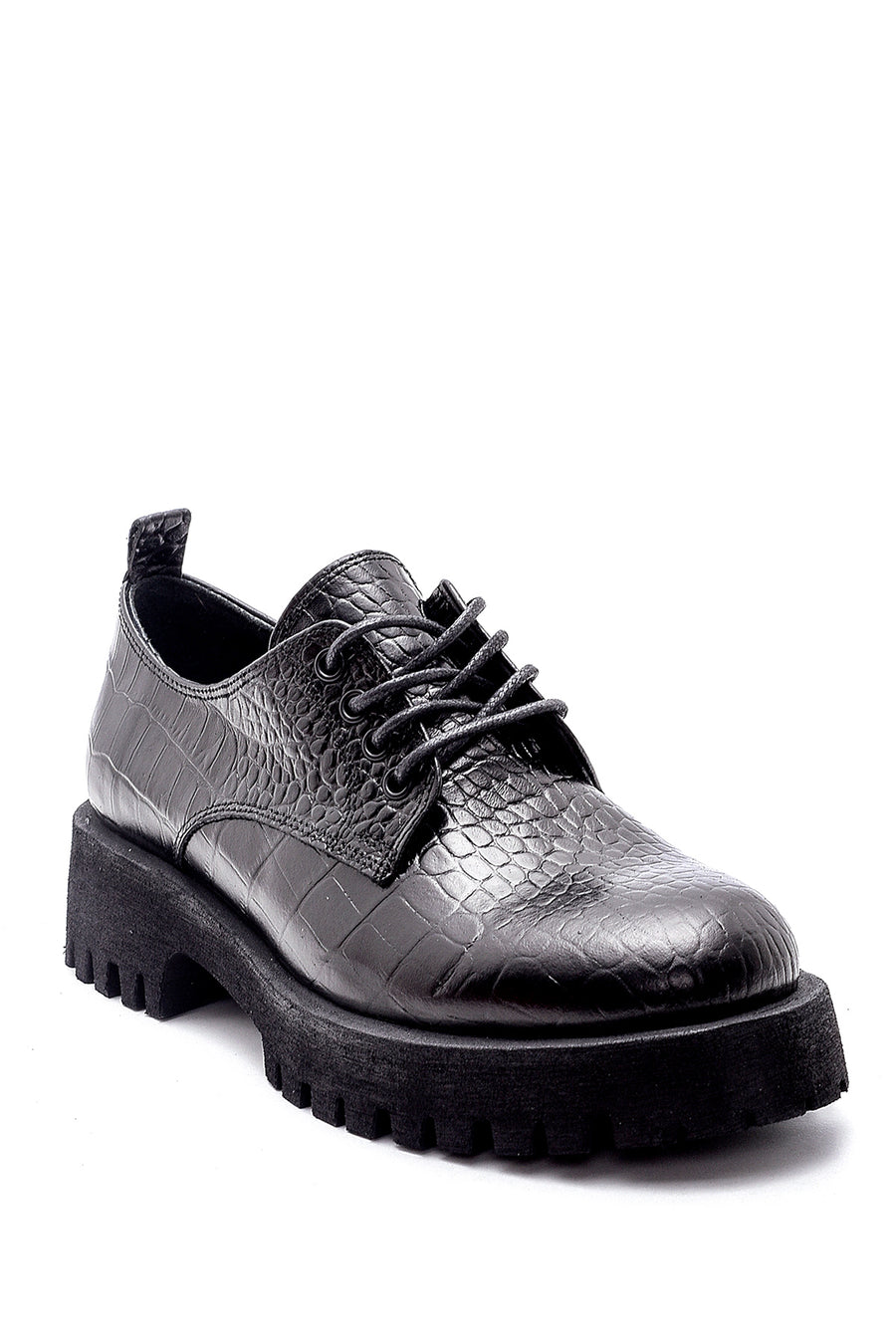 Women's Leather Crocodile Detailed Shoes