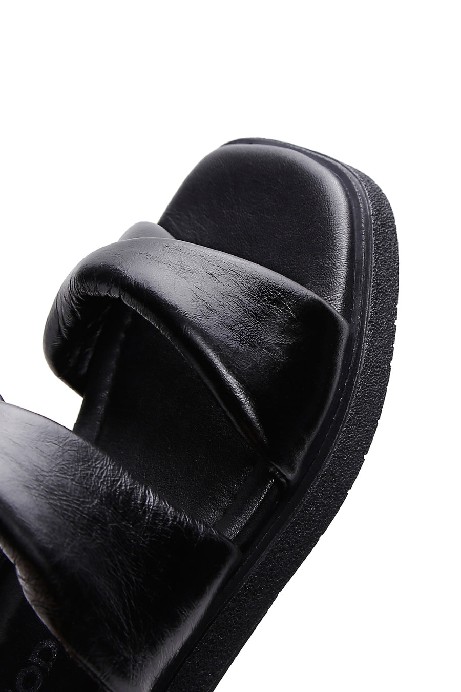 Women's Black Leather Comfort Slippers