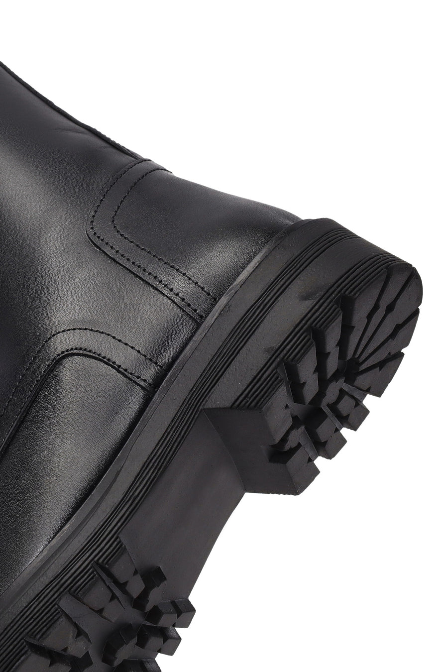 Women's Black Zipper Leather Combat Boots