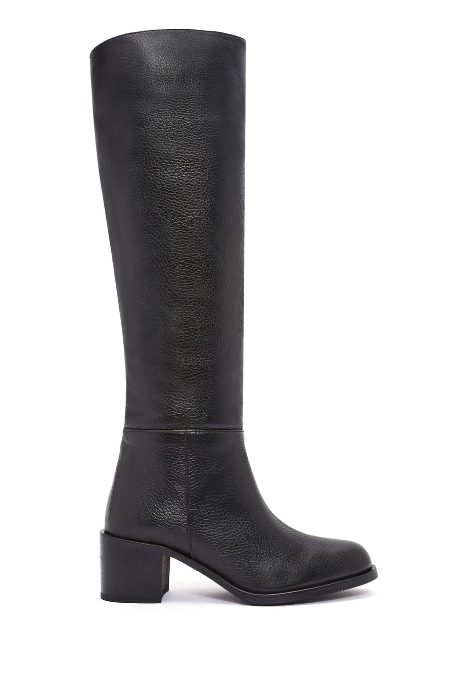 Women's Black Thick Heel Leather Boots 24WFD1532FT | Derimod