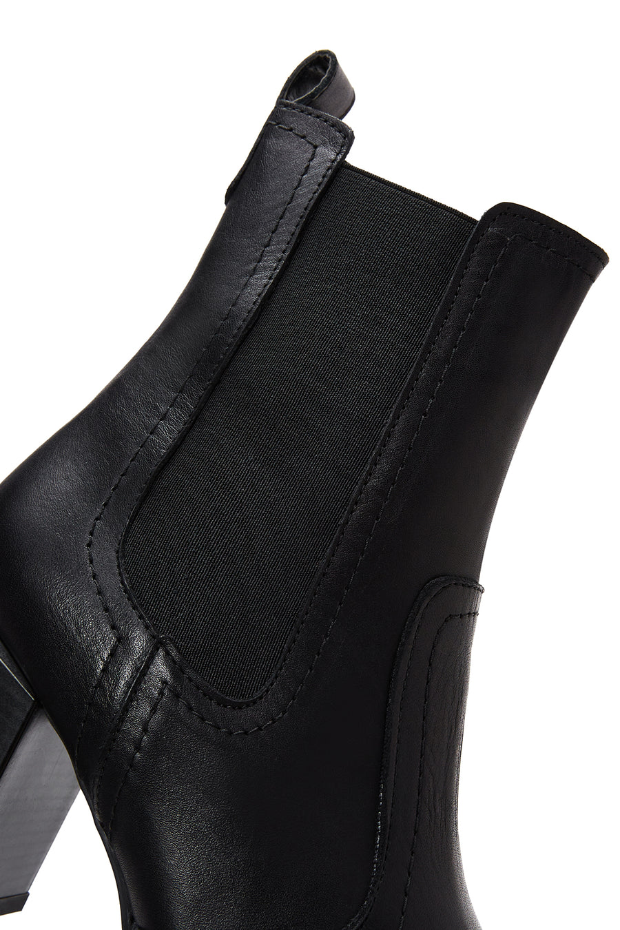 Women's Black Leather Heeled Chelsea Boots