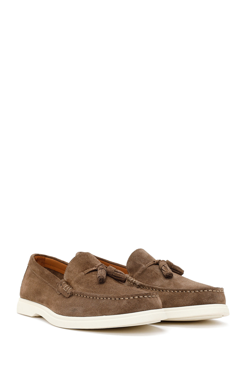Erkek Bej Püsküllü Süet Deri Casual Loafer
